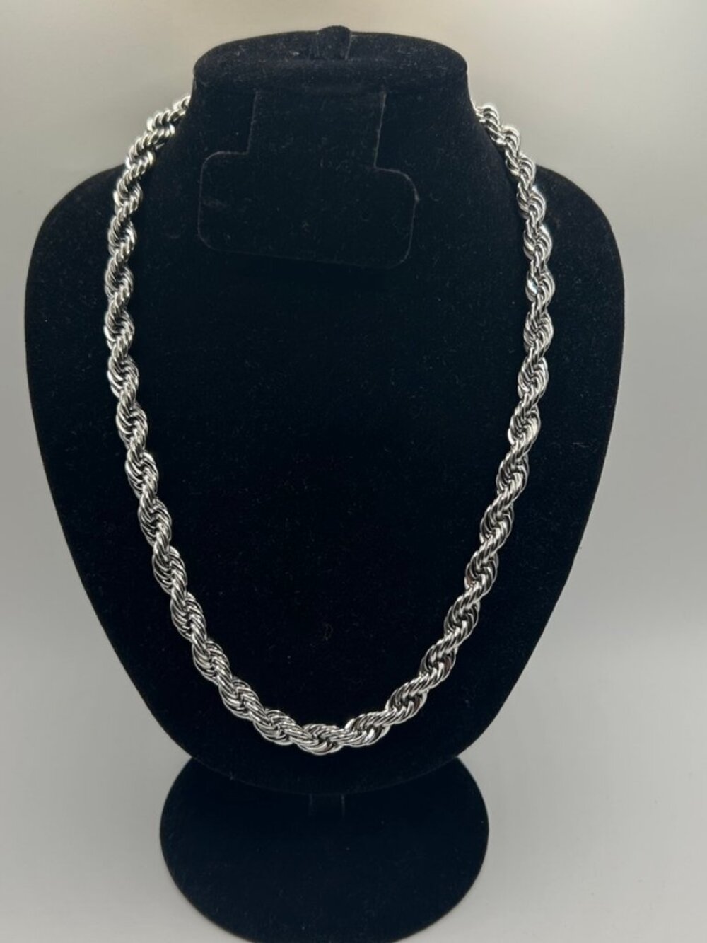 Mens 10mm Rope Chain Real Silver Plated 22 Inch Thick Hip Hop Twisted Statement